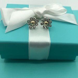 Tiffany & Co 18K Gold 925 Silver Earrings Flower